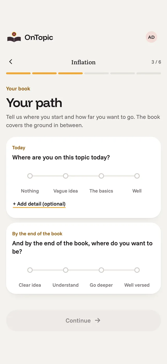 The OnTopic app: Your level